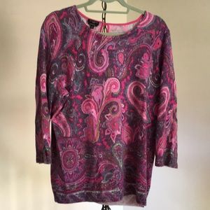 Pink Paisley Cashmere Sweater, 1X